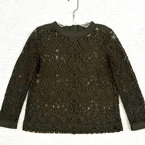 BANANA REPUBLIC CORDED LACE, GREEN BLOUSE WITH BACK BUTTONS- SIZE XS - Picture 13 of 17